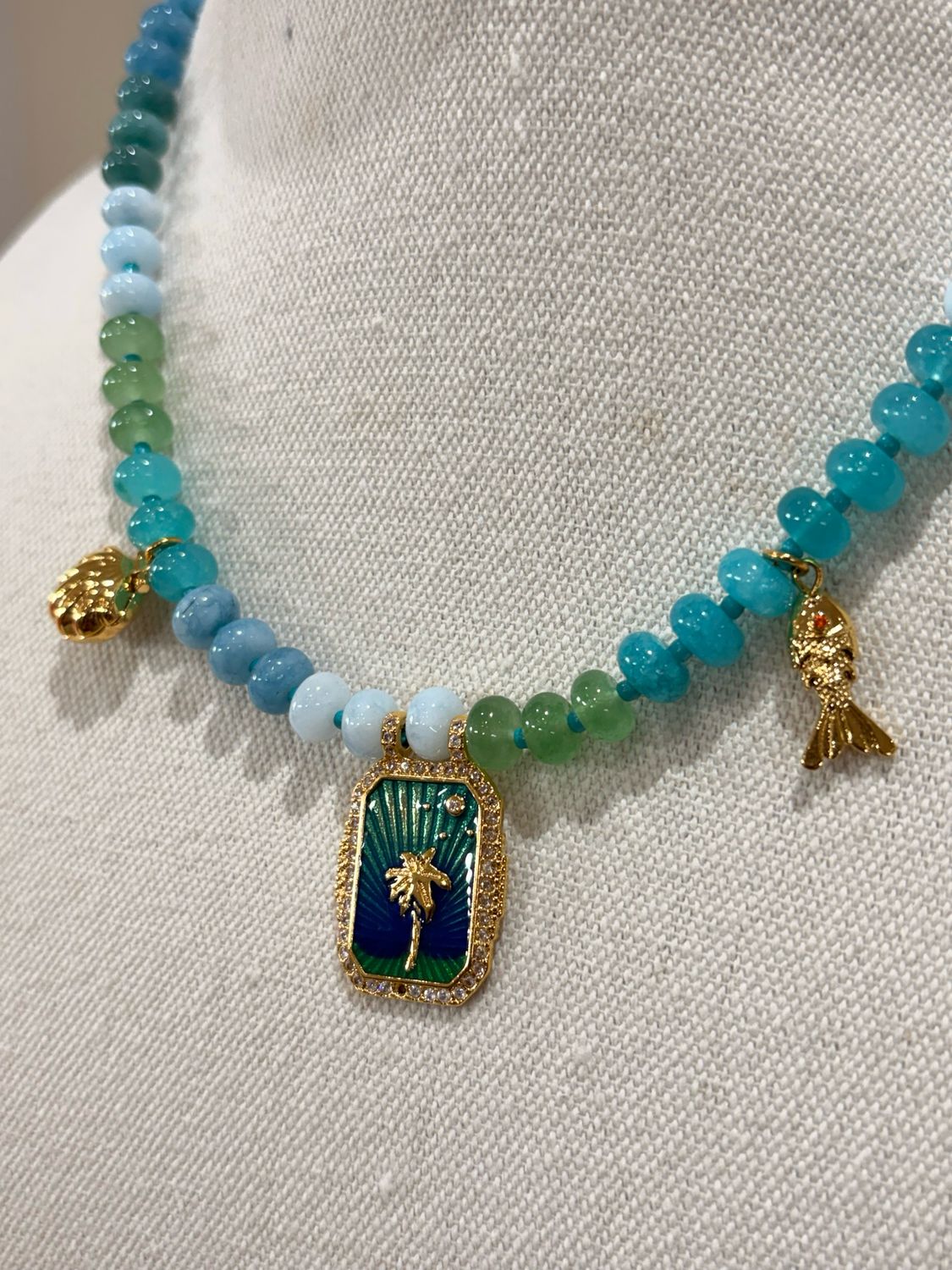 Blue Beads & Charms Necklace