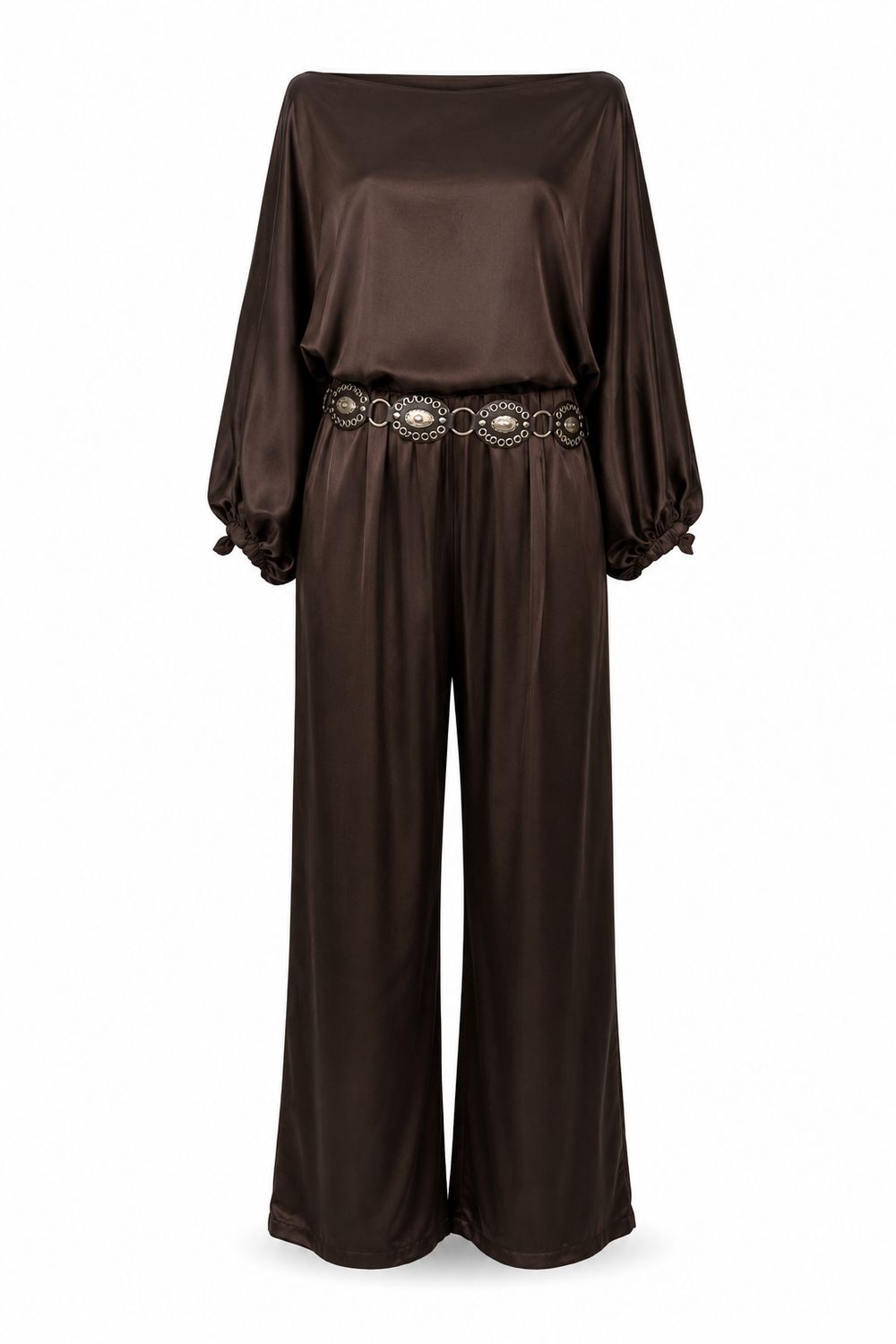 Chocolate Satin Lounge Set (One Size)