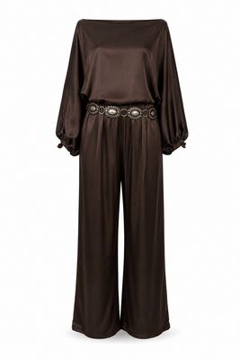 Chocolate Satin Lounge Set (One Size)