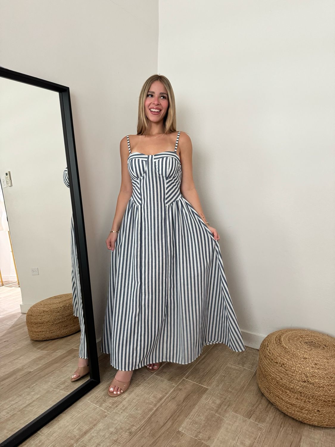 Costa Amalfi Blue Stripes Midi Dress