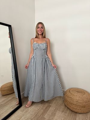 Costa Amalfi Blue Stripes Midi Dress