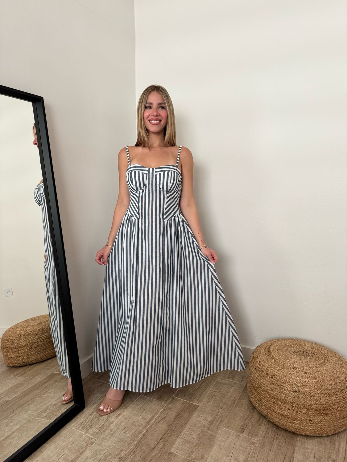 Costa Amalfi Blue Stripes Midi Dress