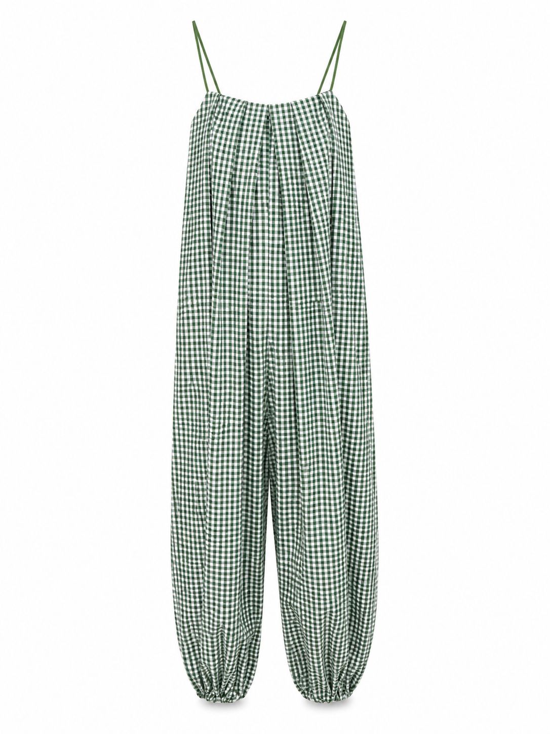 Green Gingham Balloon Jumpsuit