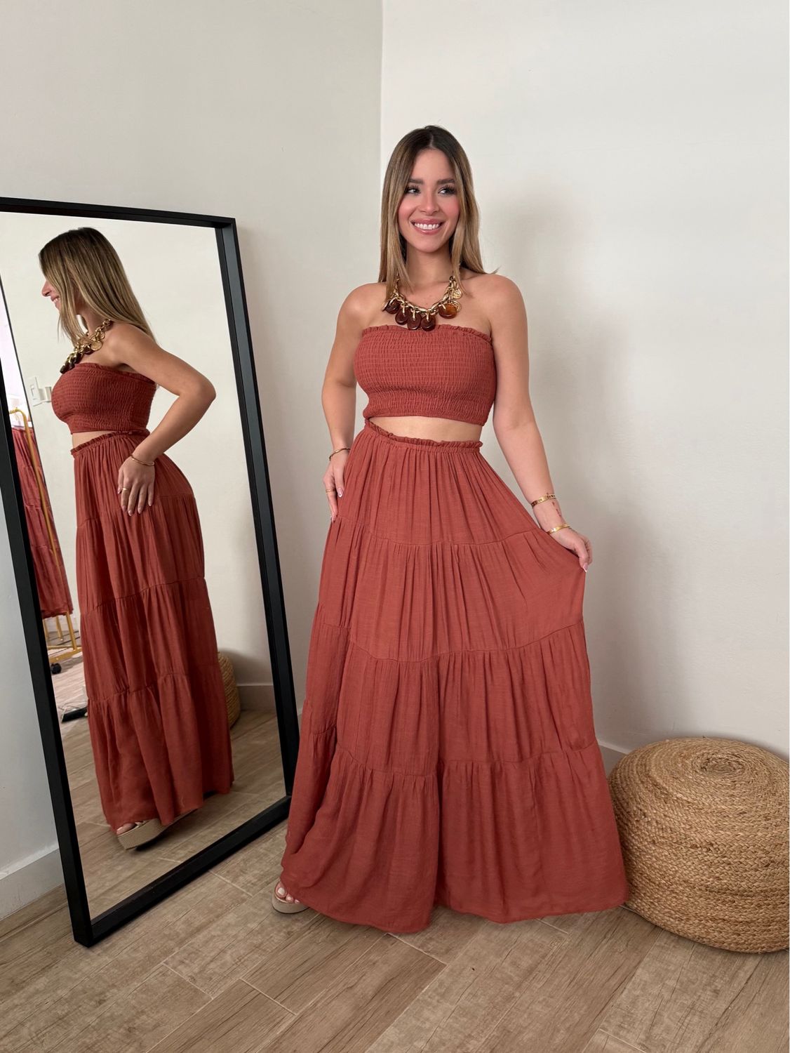 Rust Boho Top & Maxi Skirt Set