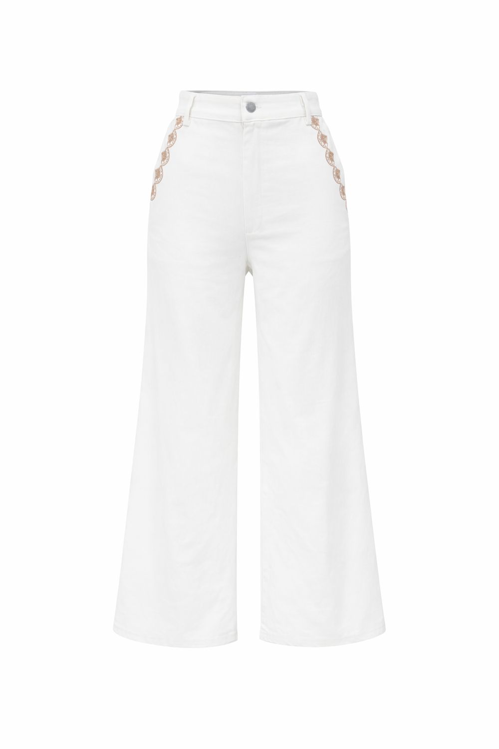 Off White Embroidery Jean