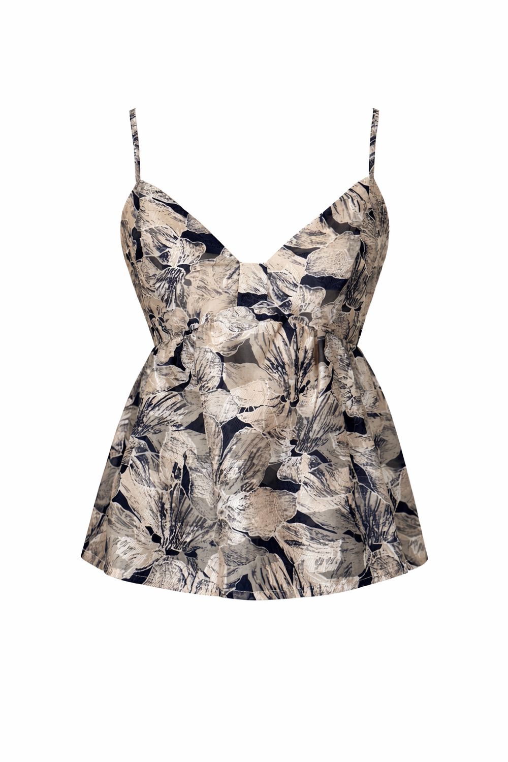 Navy Cream Peplum Blouse