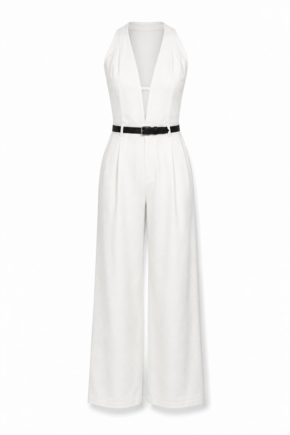 Ivory Deep V Wide Leg Jumpsuit