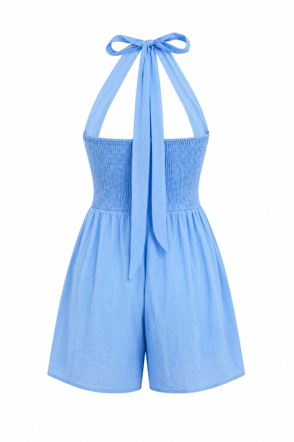 Sky Blue Gold Detailed Halter Romper