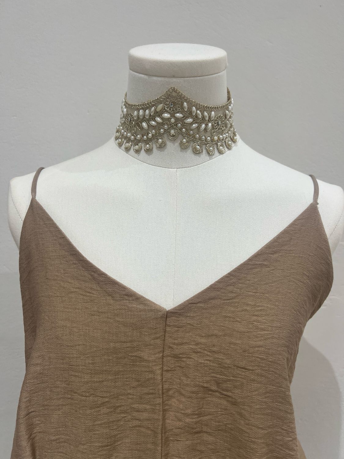 Handcrafted Champagne Pearls Choker