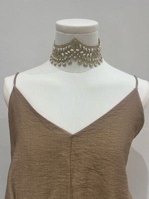 Handcrafted Champagne Pearls Choker