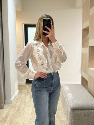 White Sheer Long Sleeves Blouse