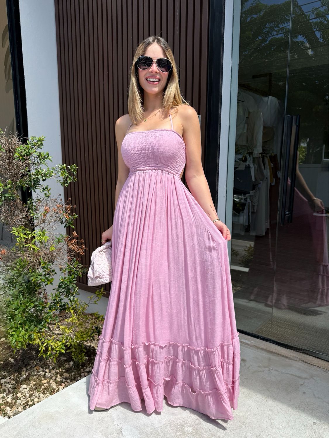 Dusty Pink Boho Maxi Dress