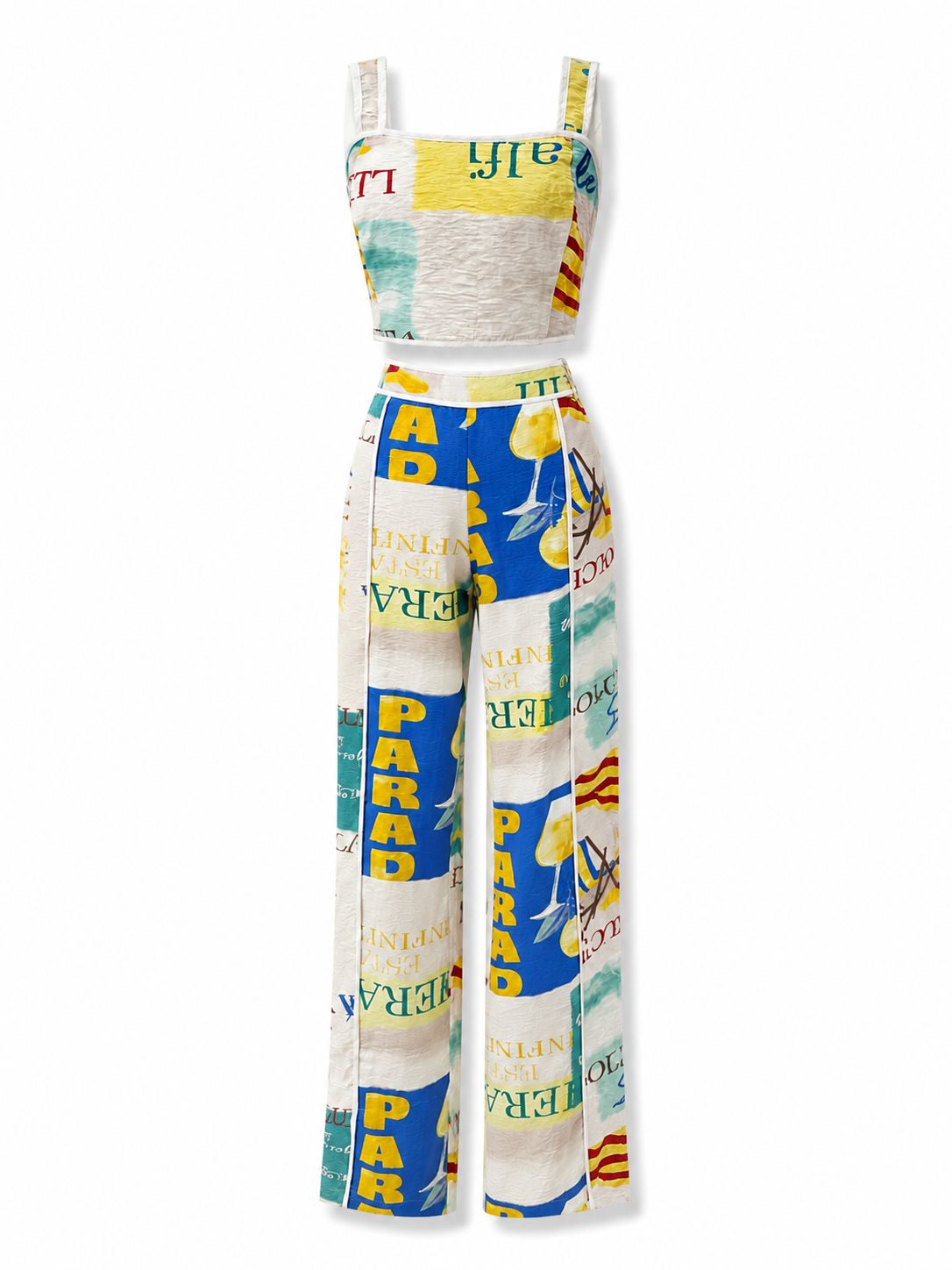 Dolce Vita Coastal Print Crop Top & Wide Leg Pant Set