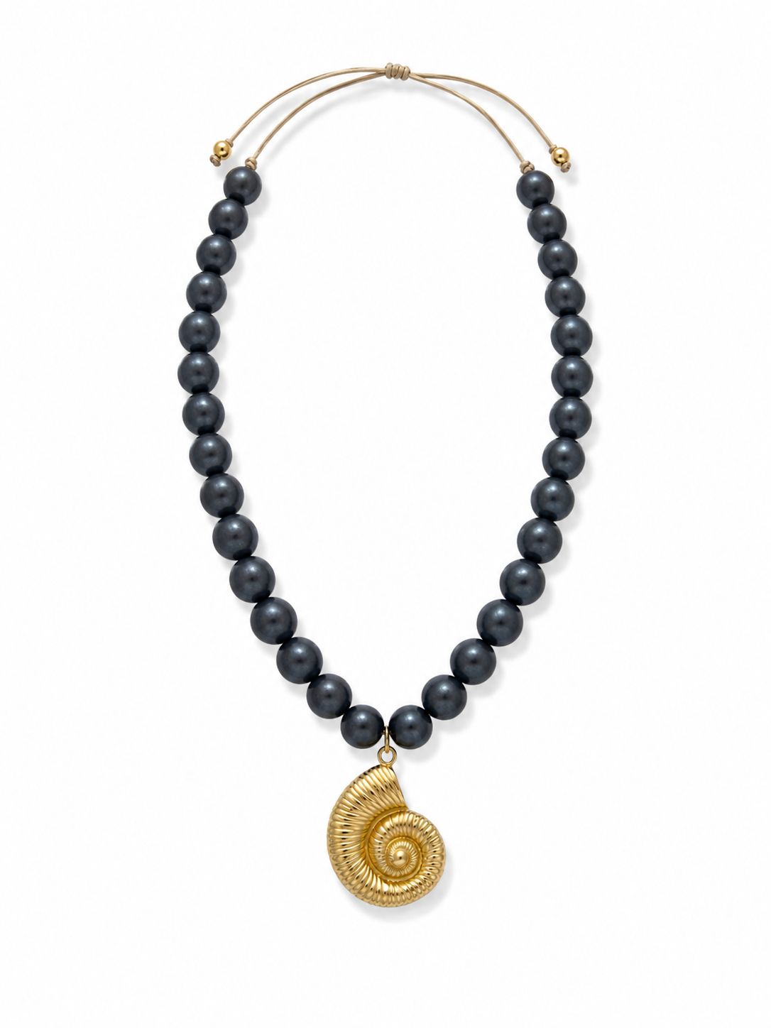 Golden Nautilus Shell Beaded Necklace