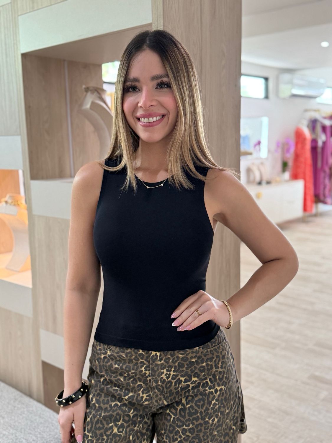 Black Basic High Neck Top (One Size)