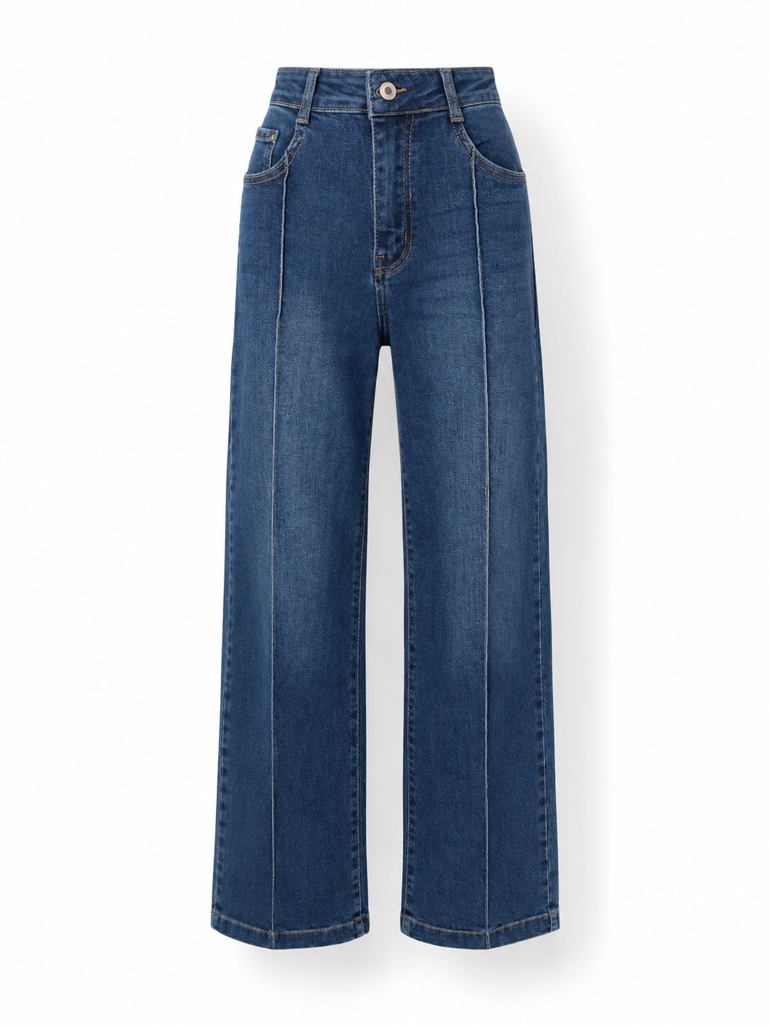High-Waisted Wide Leg Seam Detail Jeans