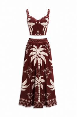 Burgundy Island Escape Top & Maxi Skirt Set