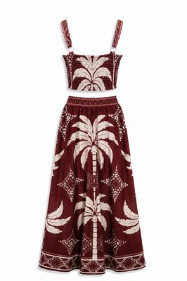 Burgundy Island Escape Top & Maxi Skirt Set