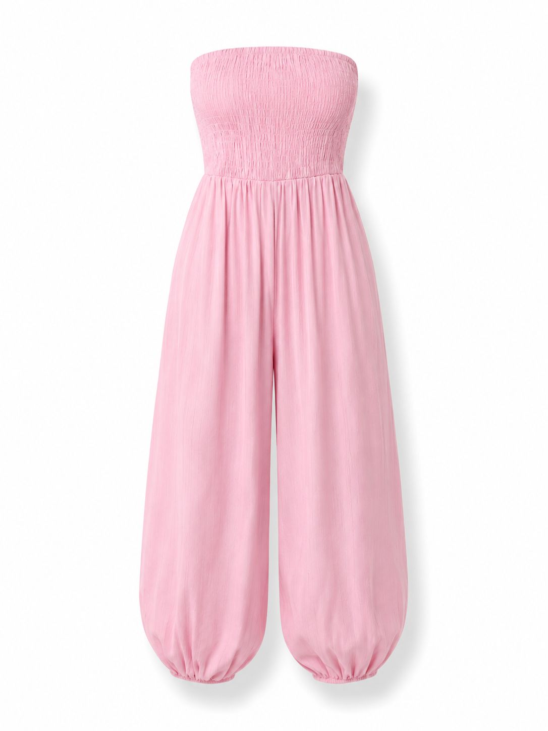 Blush Smocked Strapless Jumpsuit