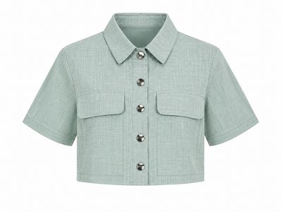 Sage Green Button Up Crop Top
