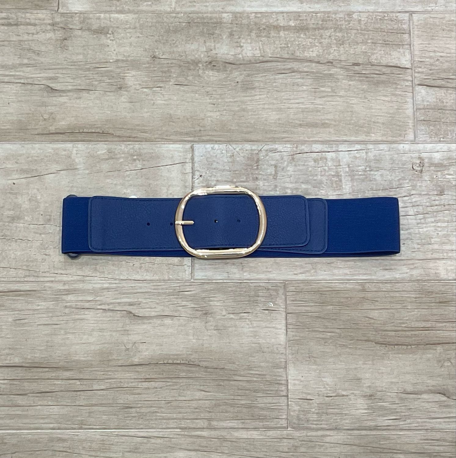Oval Navy Gold Buckle Belt