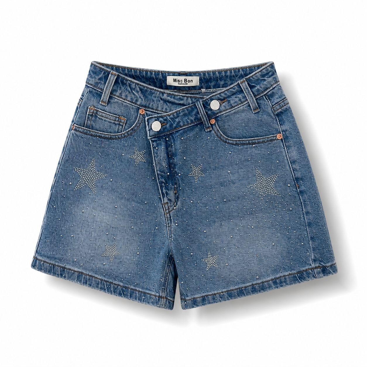 Star Embellished Denim Shorts