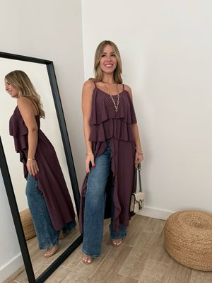 Plum Ruffles Tunic Blouse
