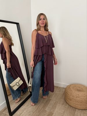 Plum Ruffles Tunic Blouse