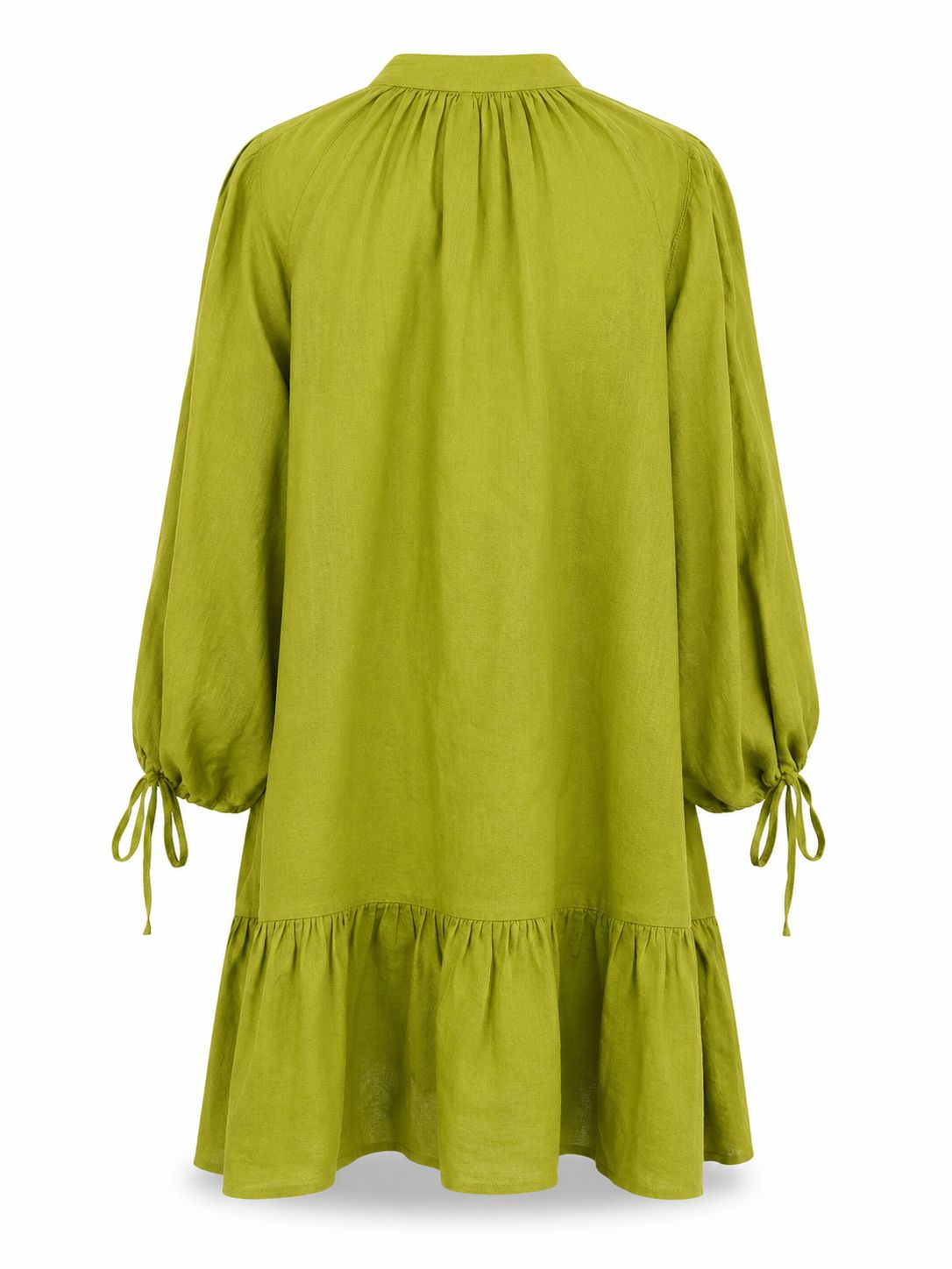 Olive Linen Ruffle Dress ( One Size)