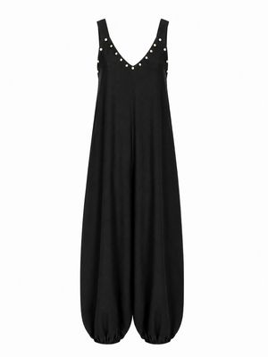 Black Silver Studs Balloon Jumpsuit (One Size)