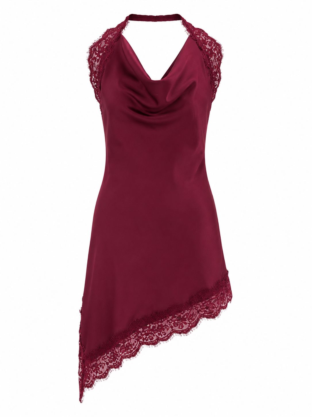 Burgundy Lace Asymmetric Top