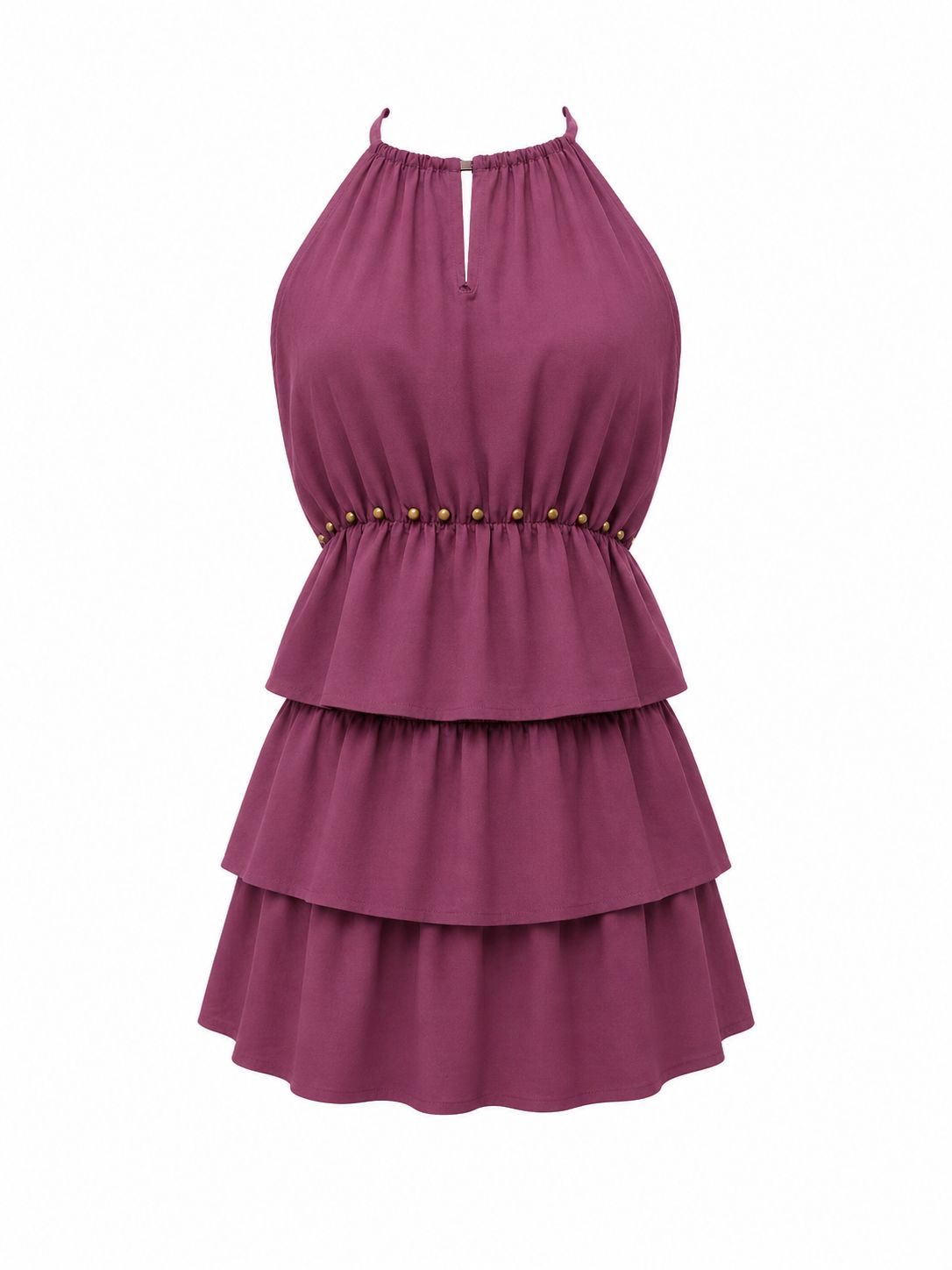 Plum Tiered Stud Skirt Set