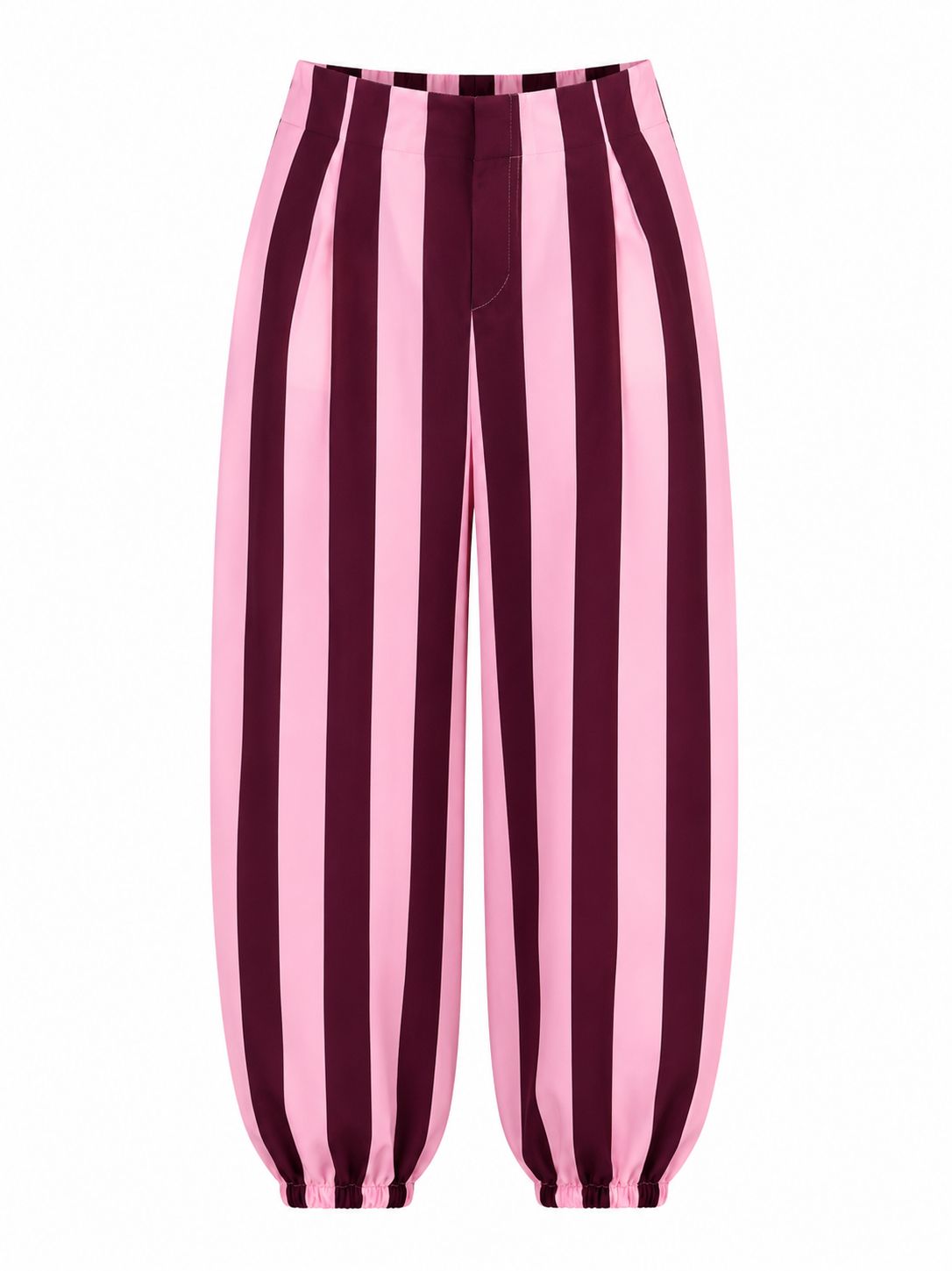 Pink Wine Stripes Barrel Pants