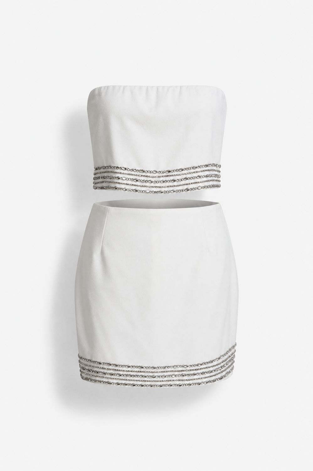 Crystal Trim White Two-Piece Set