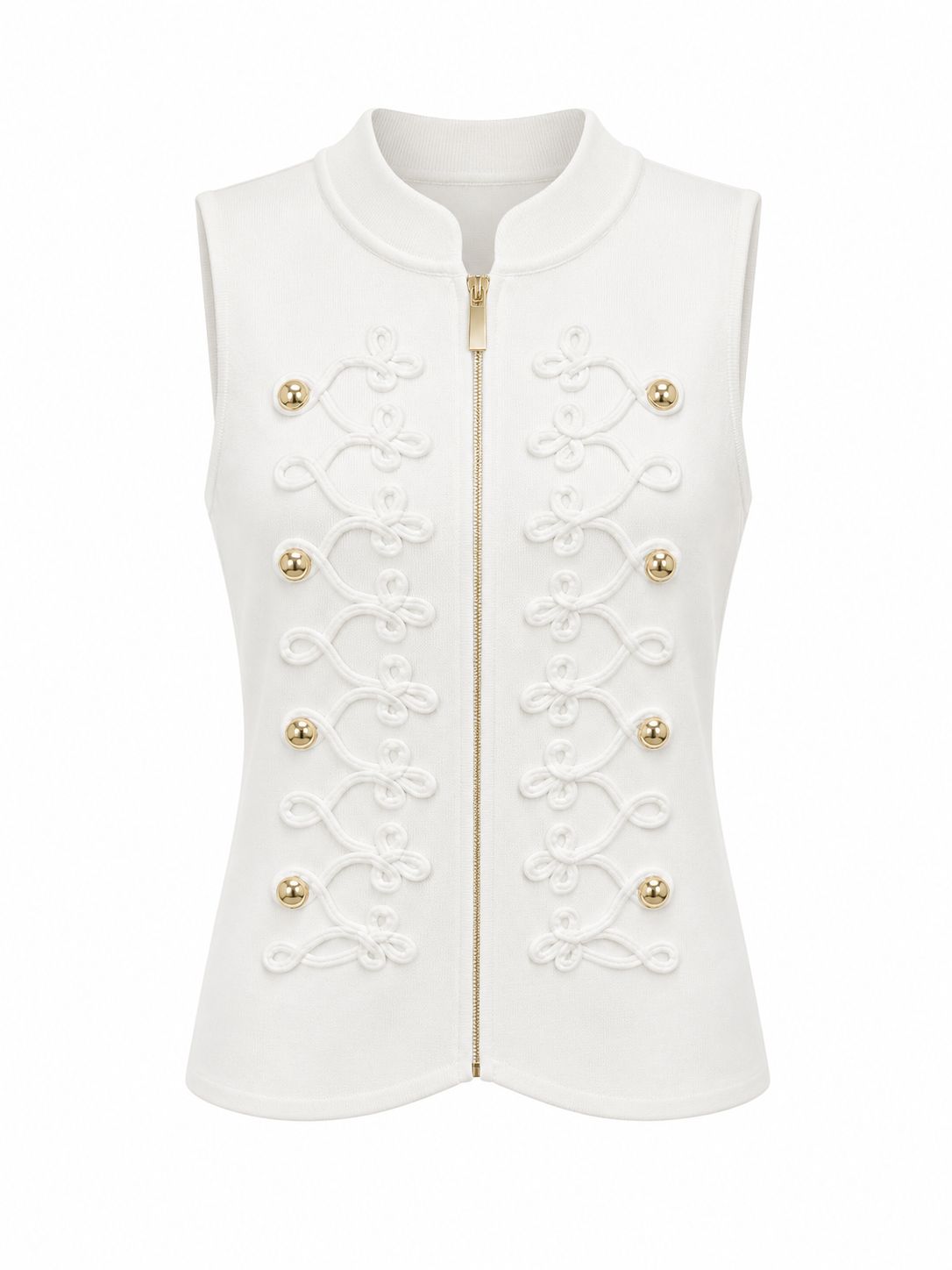 White Regal Zip Front Vest
