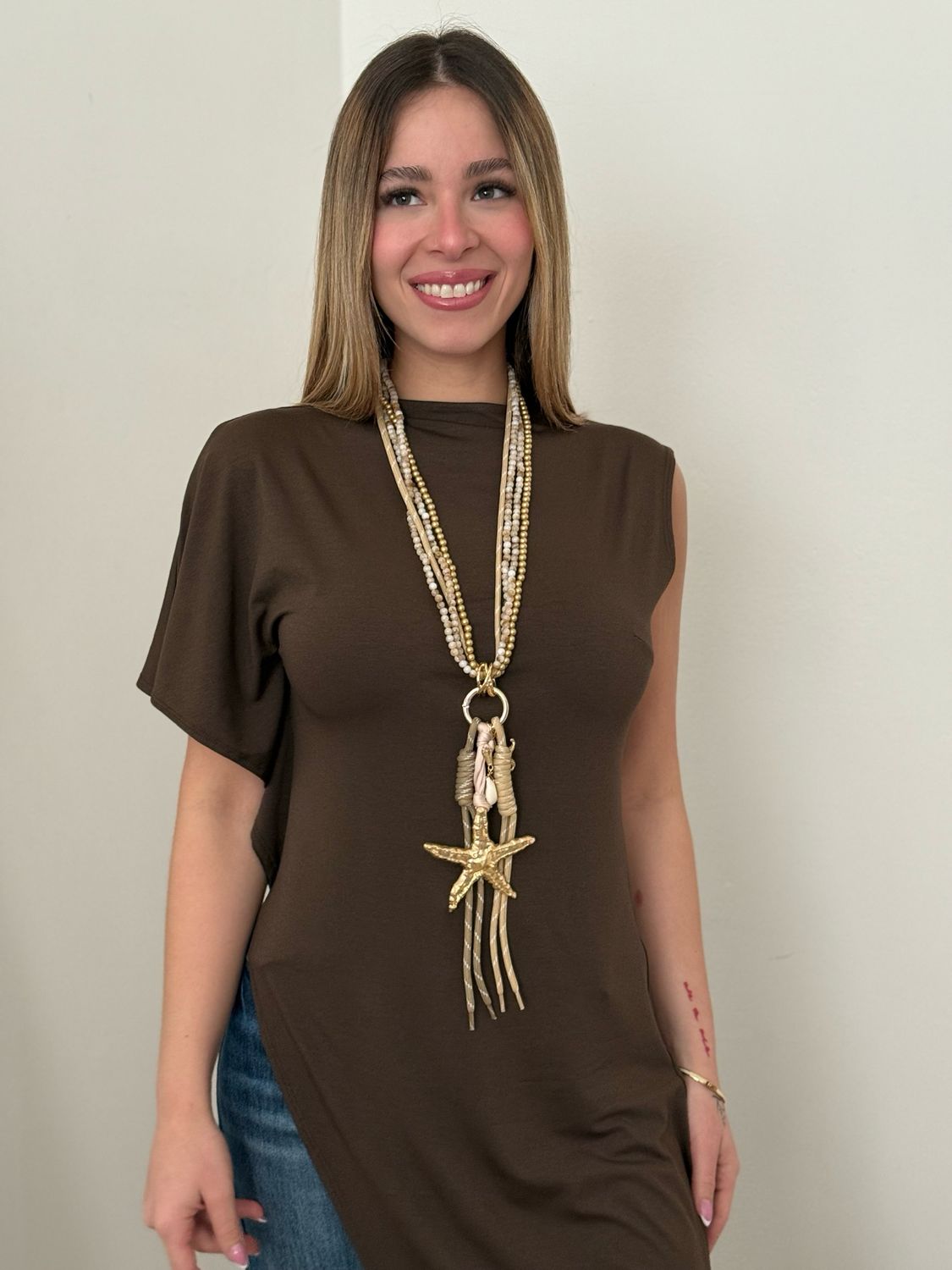 Chocolate Asymmetric Tunic Top