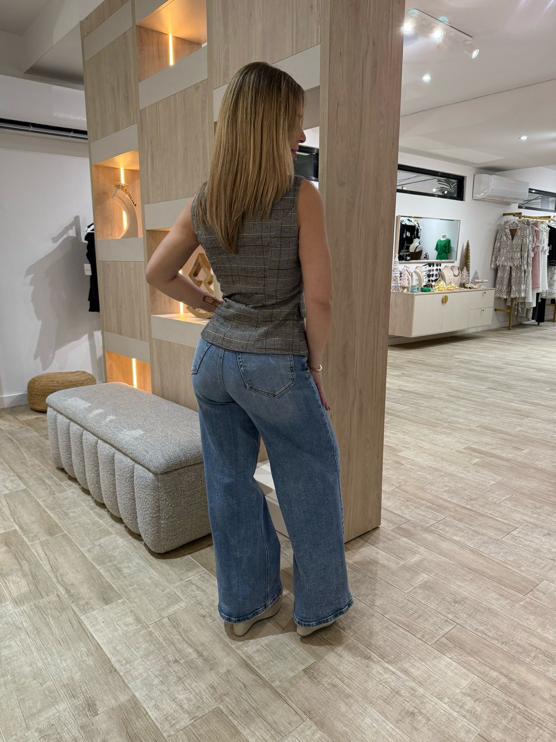 Gray Mocha Plaid Vest