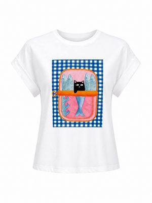 Blue Gingham Cat Tee (One Size)