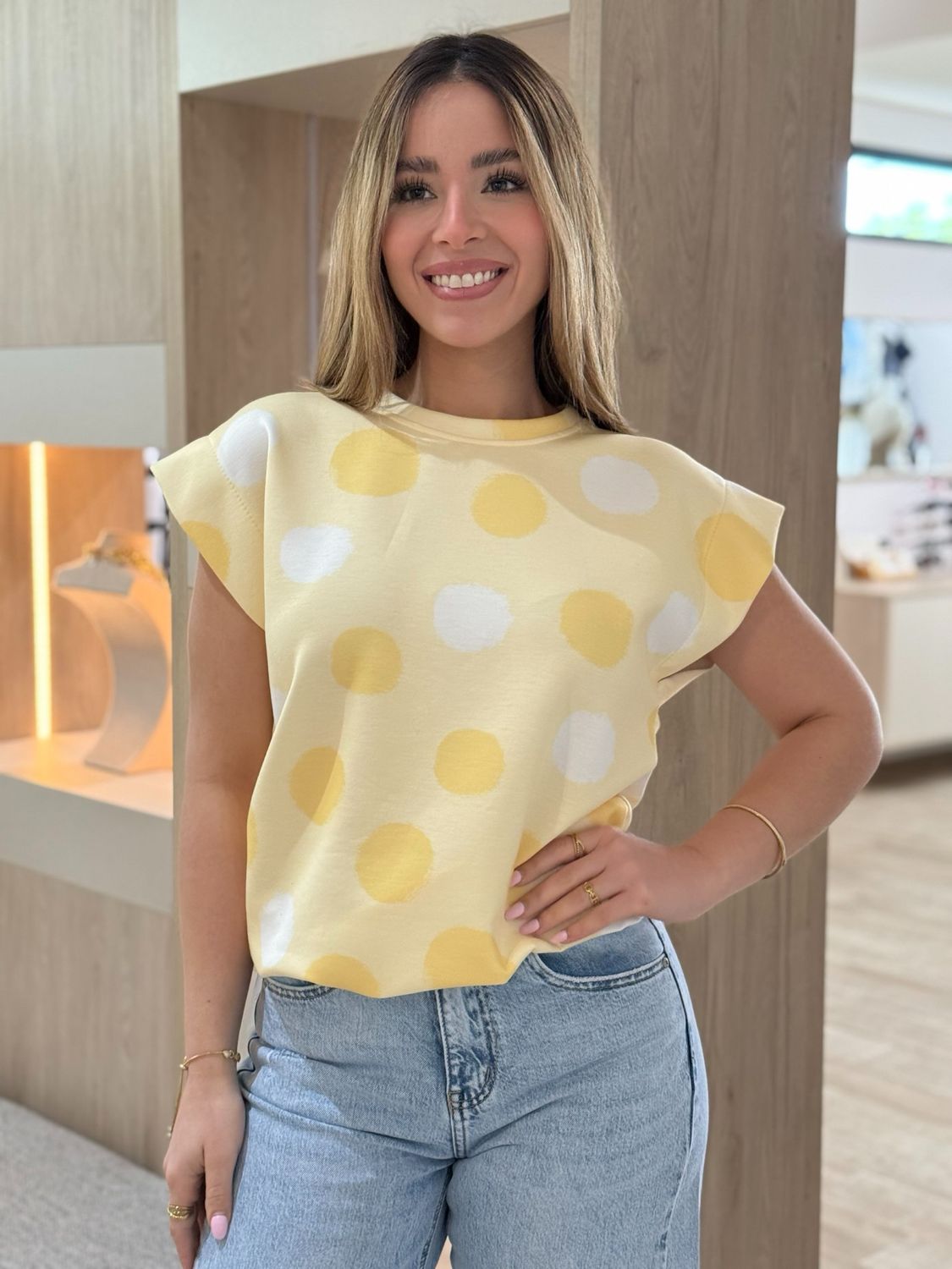 Butter Yellow Polka Dots Blouse