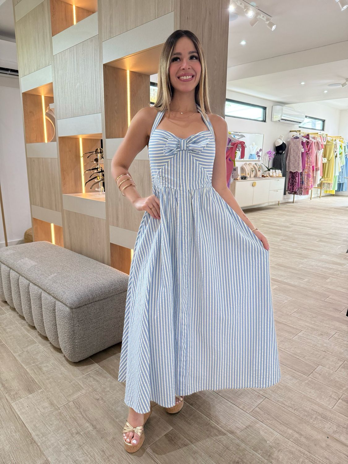 Soft Blue Halter Midi Dress Soft Blue Halter Midi Dress