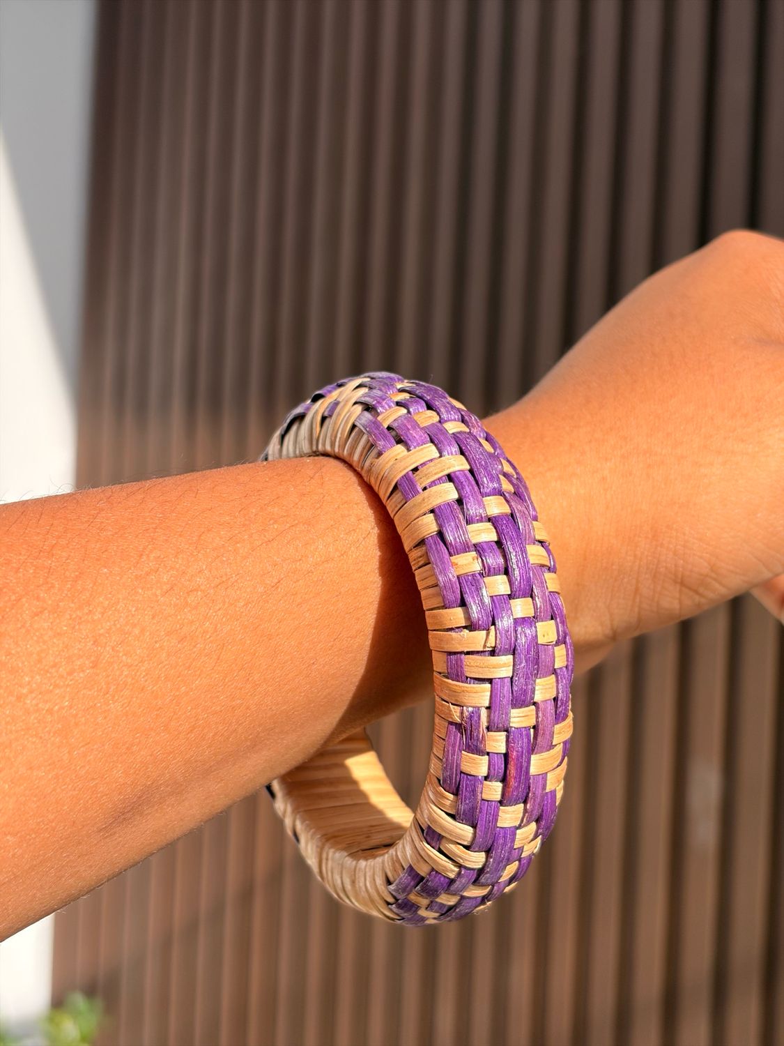 Lavender Natural Straw Bangle