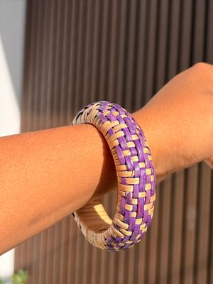 Lavender Natural Straw Bangle