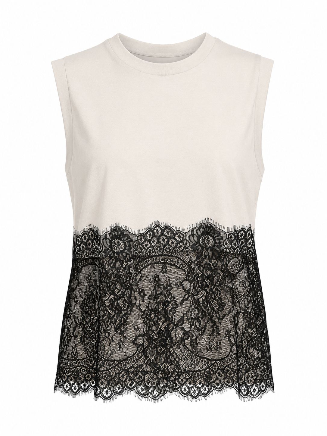 Light Beige & Black Lace Blouse