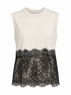Light Beige & Black Lace Blouse