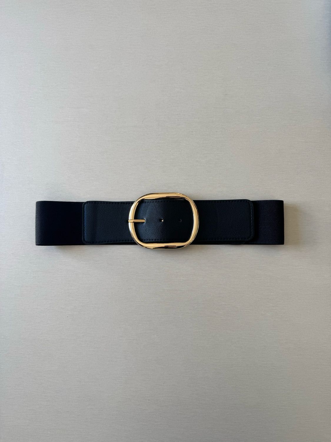 Oval Black Gold Buckle Belt