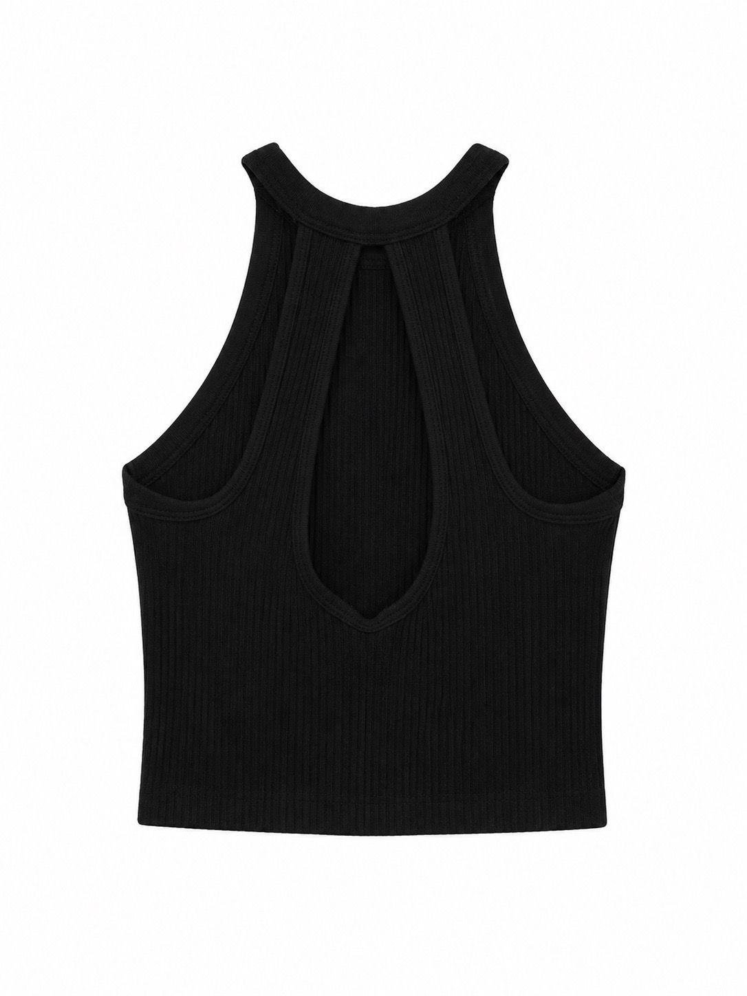Black Rib Halter Top
