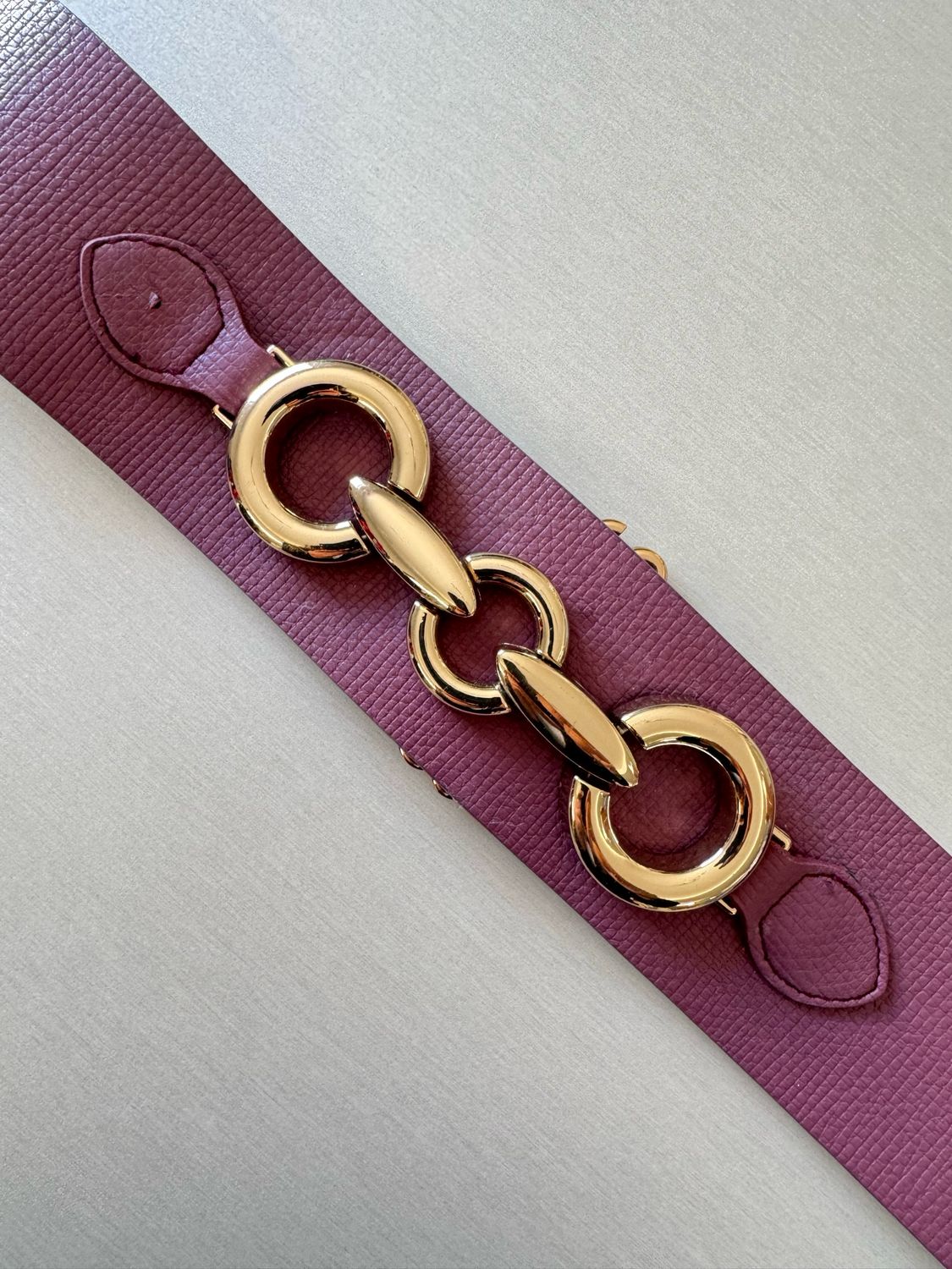 Plum Elastic Belt with Gold