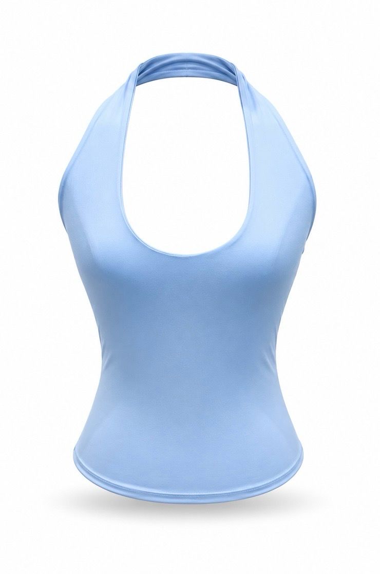 Baby Blue Halter Basic Top (One Size)