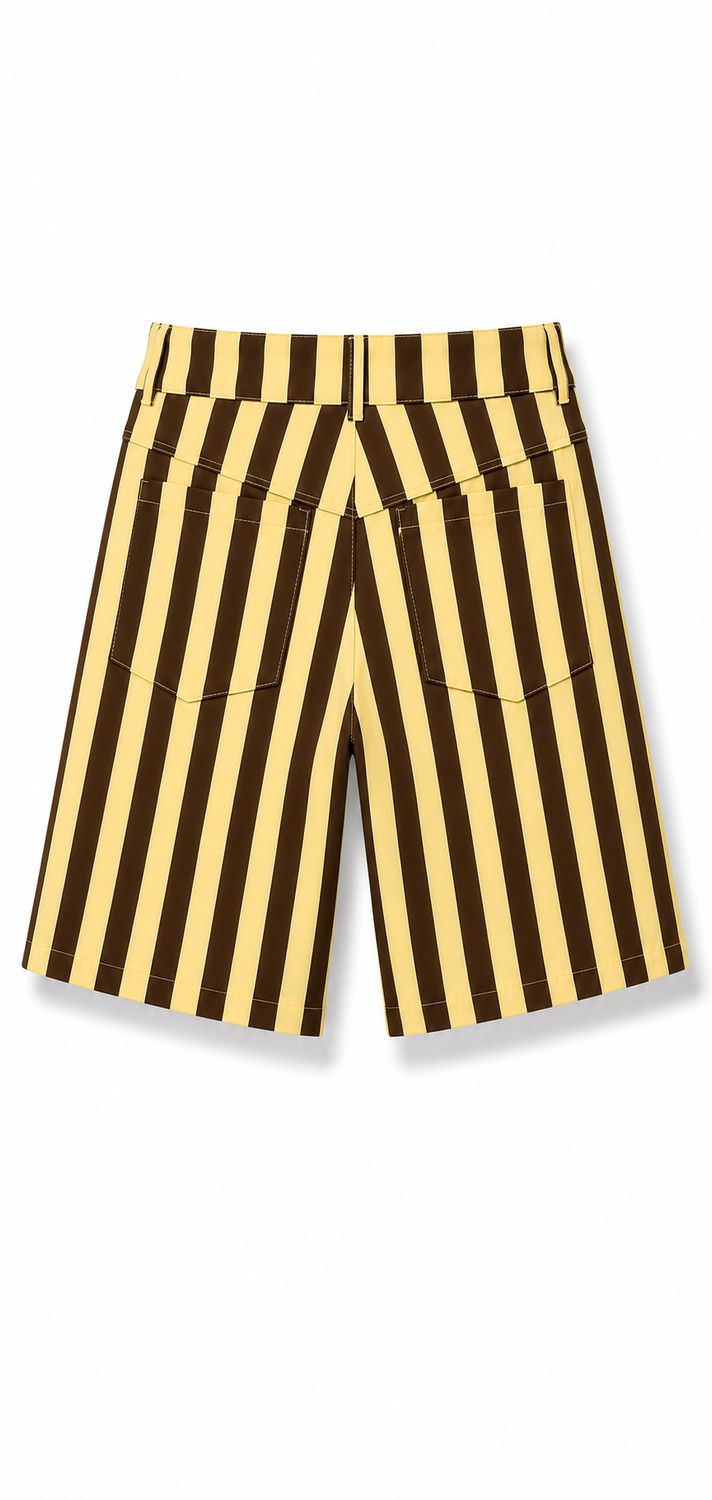 Chocolate Light Yellow Stripes Bermudas