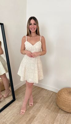 Soft Bloom Embroidery Short Dress